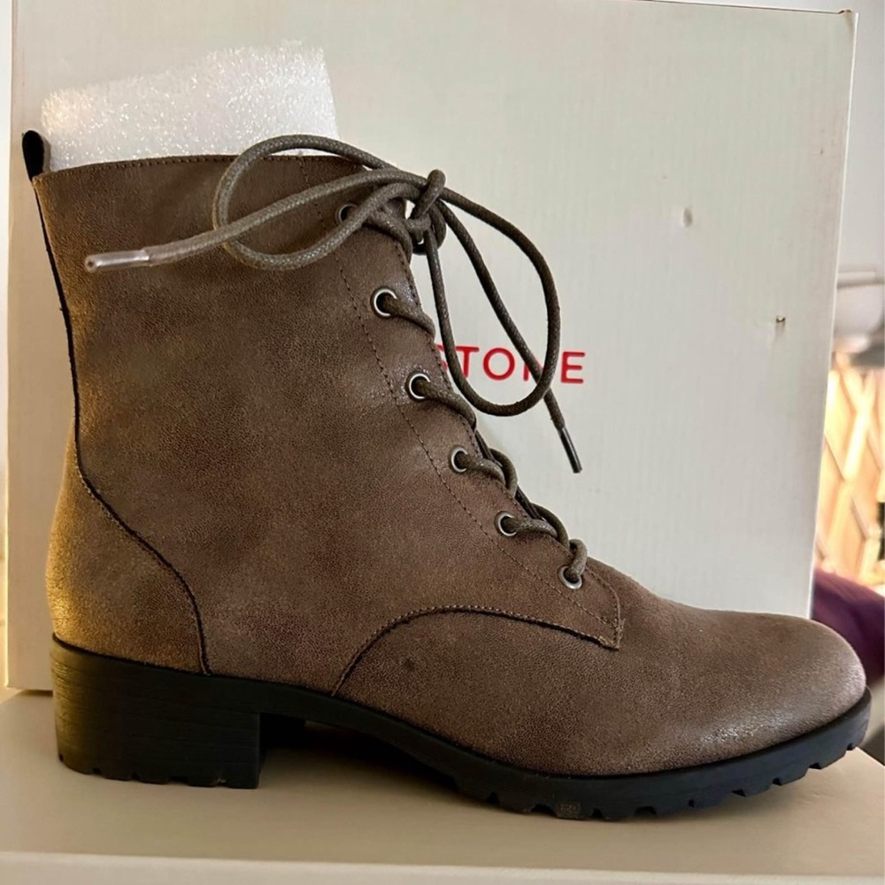 Sun + Stone Frannie Lug Sole Combat Boots - Size 9